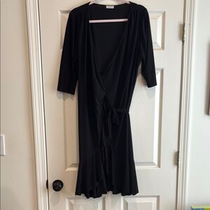 Kiyonna Black Long Sleeve Wrap Dress